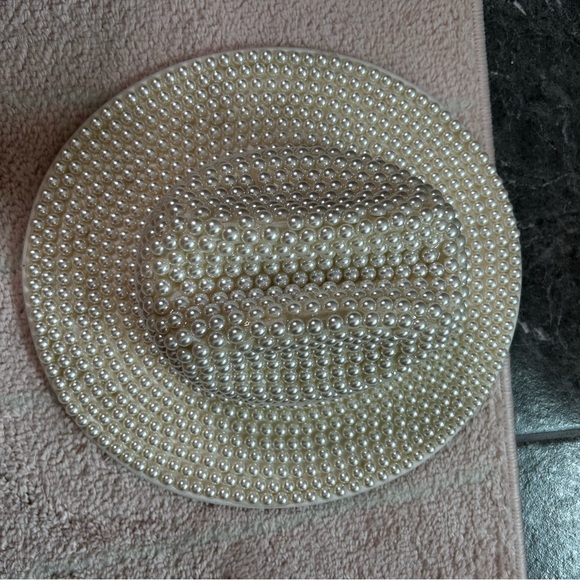 Cato Pearl-Embellished Cream Cowgirl Hat One Size Bachelorette Country Concert - Picture 5 of 16